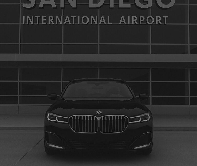 Airport car service in San Diego – BMW executive sedan at San Diego International Airport