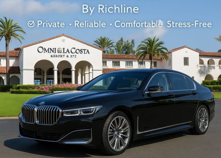 Omni La Costa Car Service with a luxury BMW 7 Series at Omni La Costa Resort