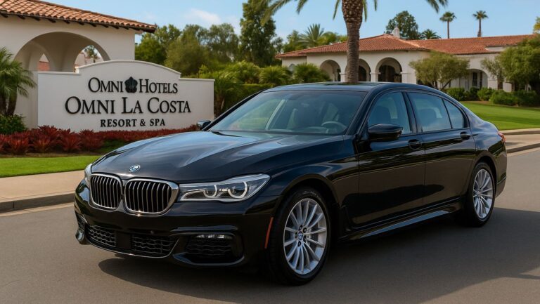 Omni La Costa Car Service with a luxury BMW 7 Series at Omni La Costa Resort & Spa
