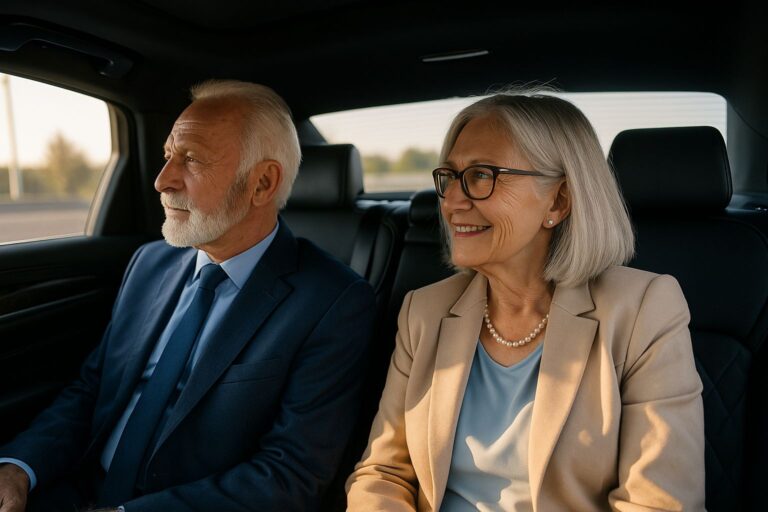Senior Couple in Luxury Car – Airport Transportation for Seniors San Diego by Richline