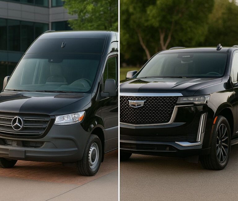 sprinter vans vs SUVs luxury transportation comparison vehicles San Diego Encinitas Black Car Service