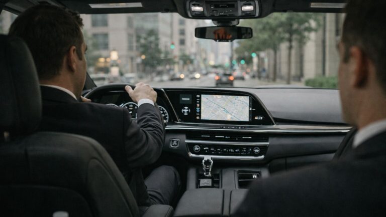 Professional chauffeur driving a luxury black car, showing how to get LAX from San Diego Airport with Richline Transportation’s private transfer service.