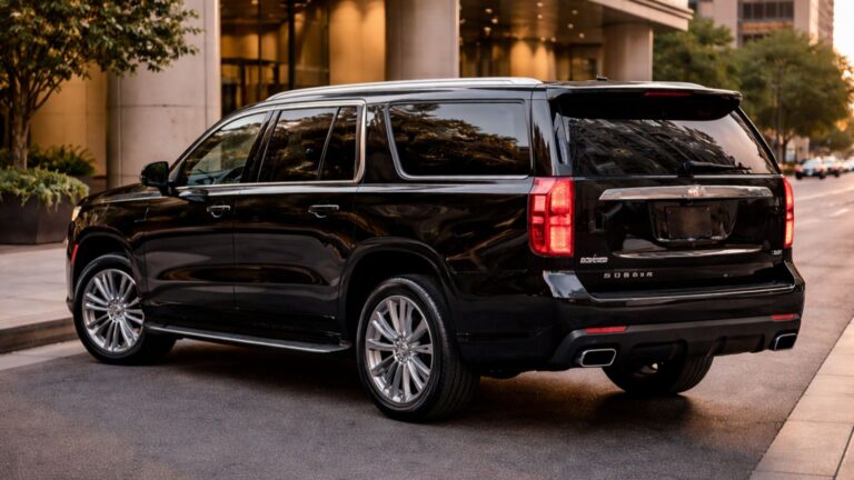 Luxury black SUV providing Rancho Valencia transportation with professional chauffeur service in Rancho Santa Fe