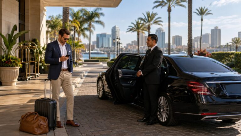 Multi-Stop Chauffeur Itinerary in San Diego traveler starting a planned chauffeur day from a hotel pickup