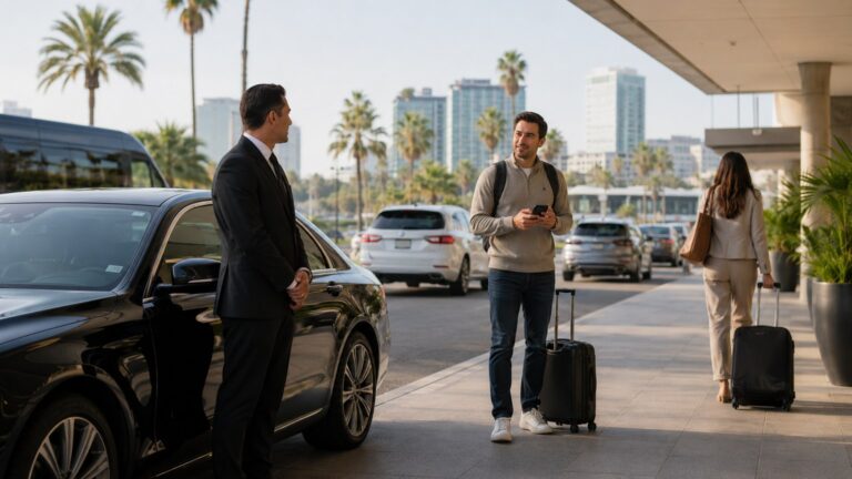 San Diego Transportation Guide travelers comparing public transit rideshare shuttle and chauffeur options in San Diego