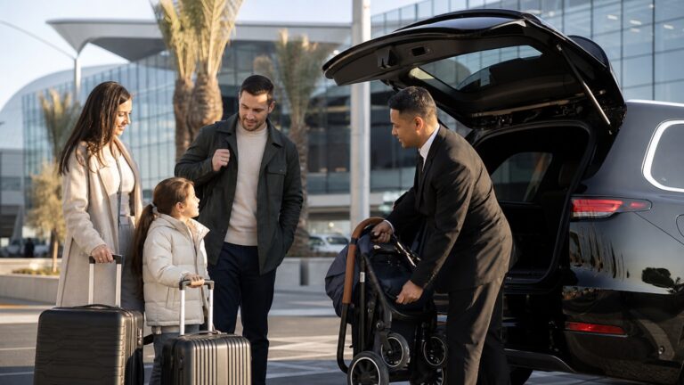 Where to stay in San Diego without renting a car family meeting a chauffeur for San Diego airport transfer