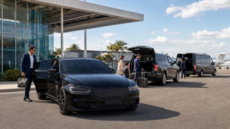 FBO pickup in San Diego vehicle fit for private jet travelers with sedan SUV and van