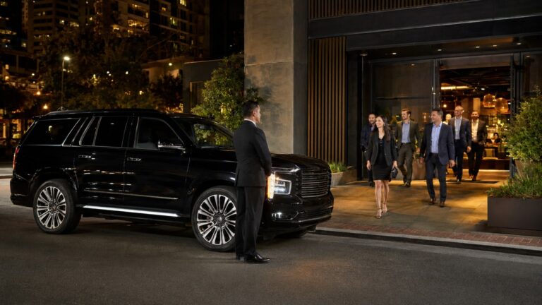 San Diego convention transportation black SUV waiting after evening convention dinner